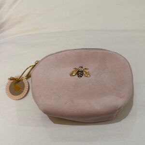 Pink Suede Bee Embellished Pouch